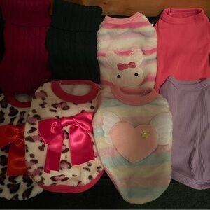 Cute Pastel Bunny & Heart Plush Dog Sweater - Pink/Multicolor